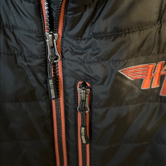 Harley-Davidson Black and Orange Puffer Jacket - Picture 3 of 6